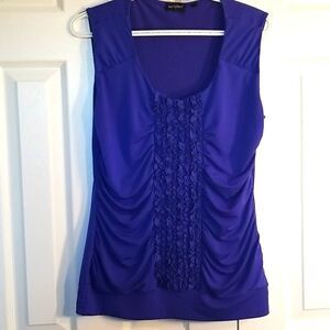 Tempted Blue Ruffle-front shirt